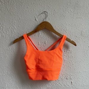 Ribbed highlighter orange energy long line bra